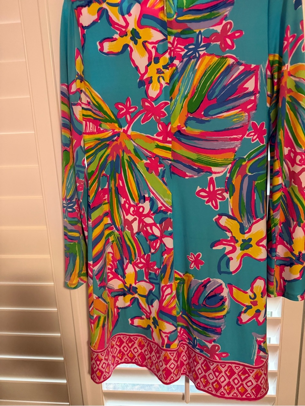 Lilly Pulitzers Tropical Floral Tunic Dress in Bright Teal